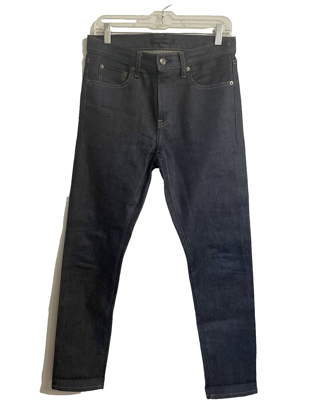 Uniqlo Kaihara Raw Selvedge Stretch Denim Jeans Mens Size 29x32 Slim Straight
